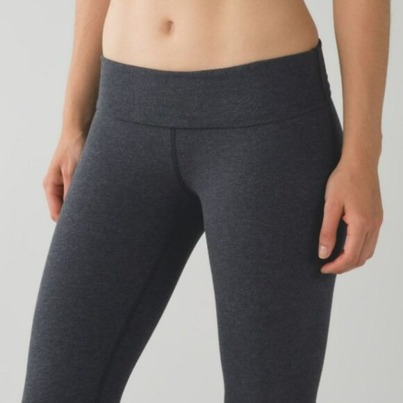 Lululemon Wunder Under Roll Down Leggings Heathered Black Size 4 - Picture 12 of 14